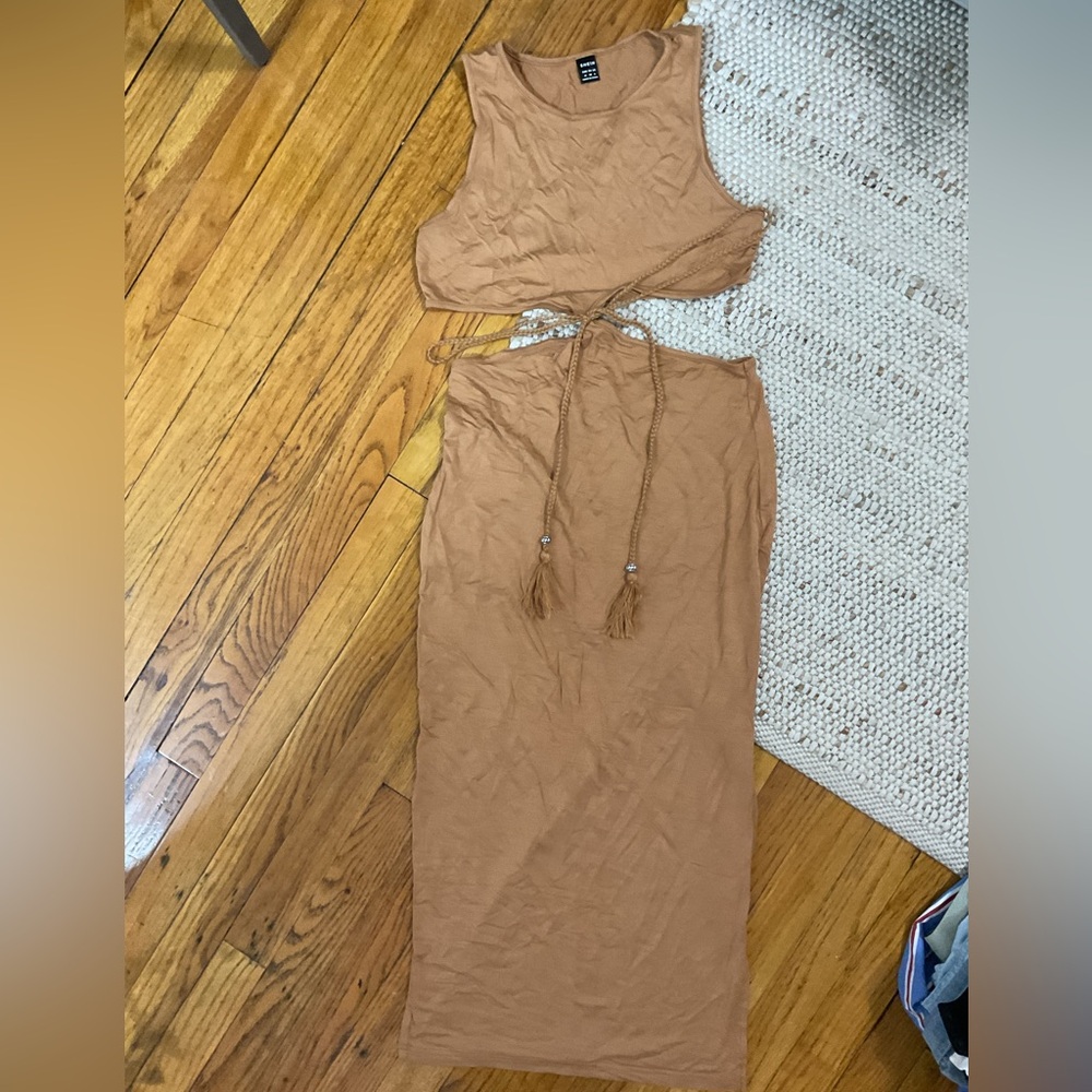 SHEIN Tan Midi Dress